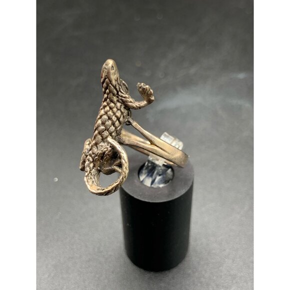 Iguana Ring Lizard Ring Sterling Silver Ring Size 7.5 Animal Figural Dimensional - Picture 3 of 6